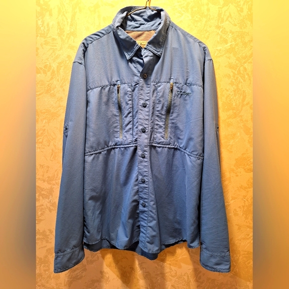 Mens L.L.Bean No Fly Zone Hiking Shirt Blue 281122 Sz L Insect Repellent - Picture 1 of 6